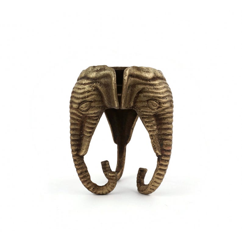 Portacandele antichi a forma di elefante, candeliere a forma di elefante in ottone immagine 6