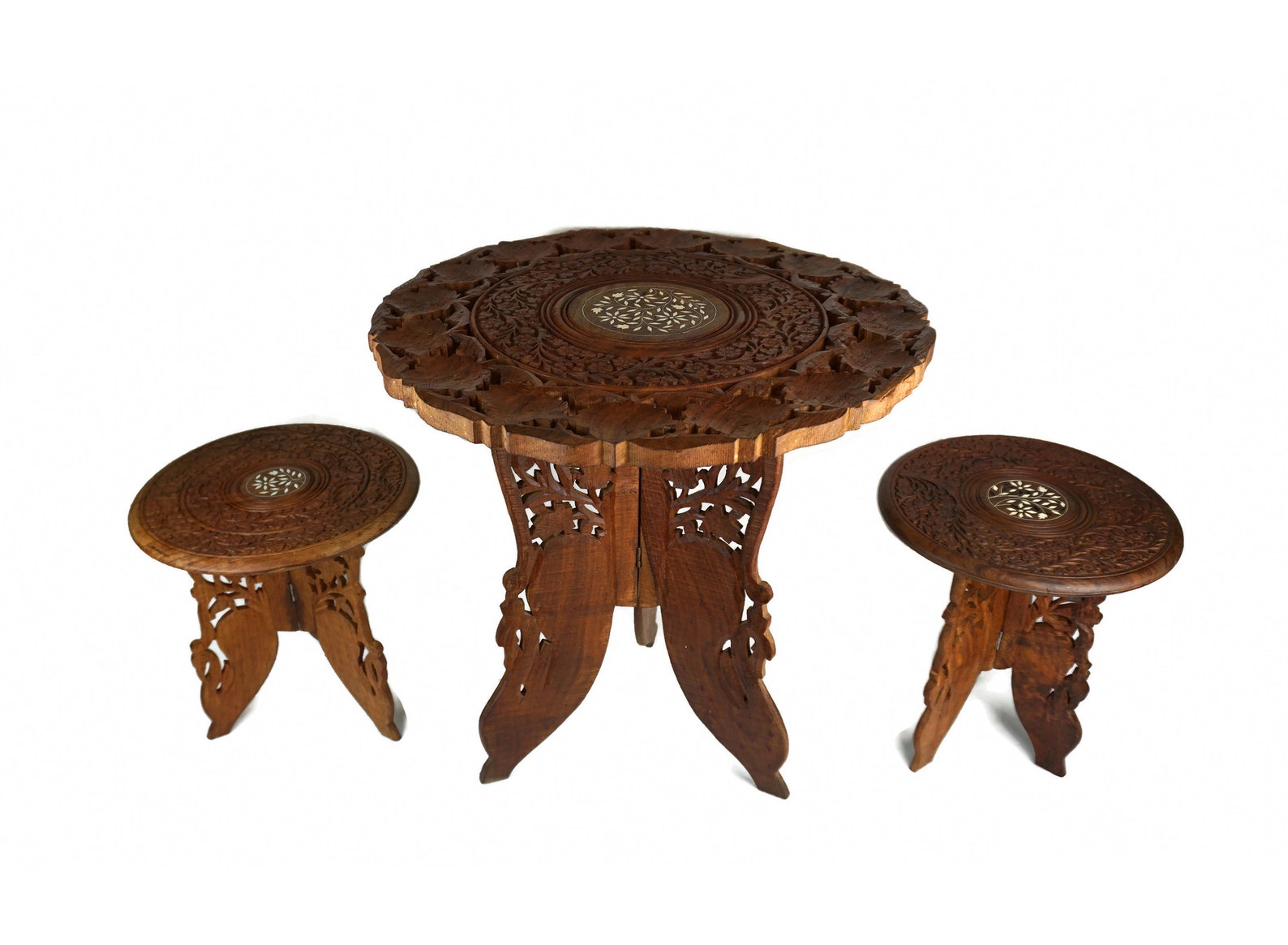 Antique Coffee Table Set With Two Chairs Handmade Coffee - Etsy