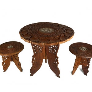 Antique Coffee Table Set With Two Chairs, Handmade Coffee Table Set ...