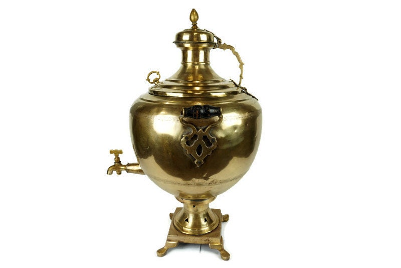 大型真鍮サモワール 20 L、アンティーク サモワール、レア サモワール