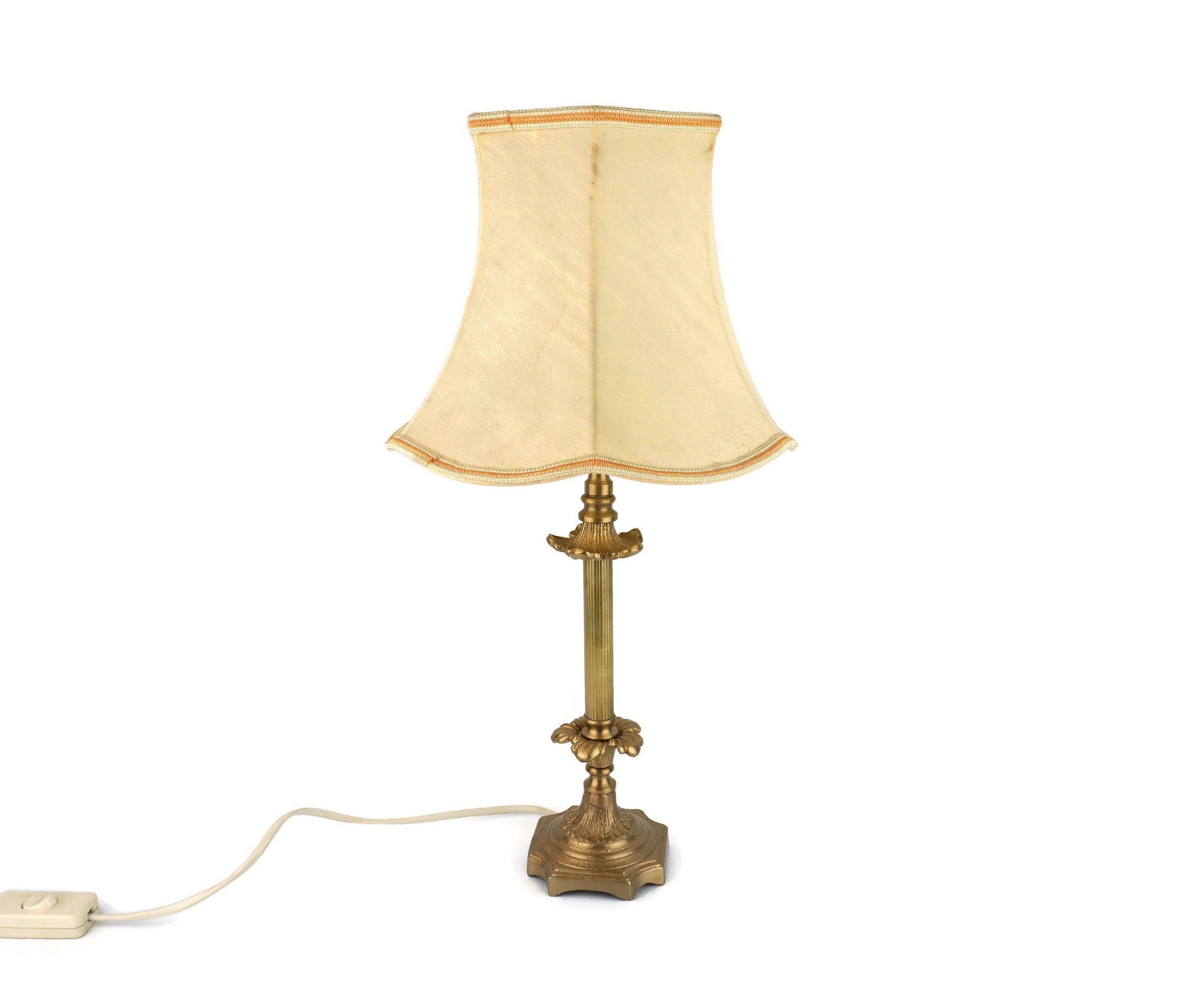 Antique French Table Lamp Antique Brass Table Lamp Beige Etsy UK
