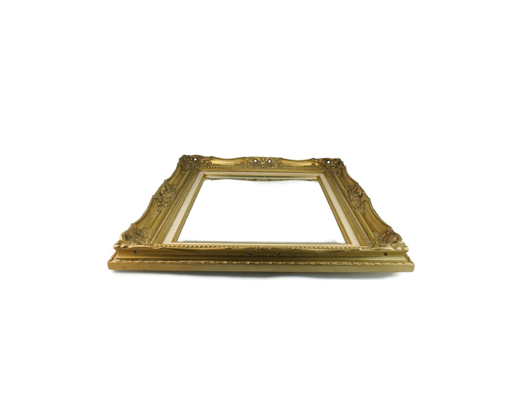 Antique Wooden Mirror With Gold Frame Wall Hanging Wooden Etsy