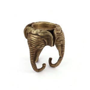 Portacandele antichi a forma di elefante, candeliere a forma di elefante in ottone immagine 5