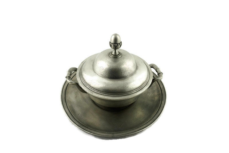 Antique French Etain Hot Food Serving Bowl With Lid Vintage Etsy UK