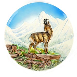 Vintage German Ceramic Wall Plate, Alpine Capricorn Ceramic Wall Plate Germany