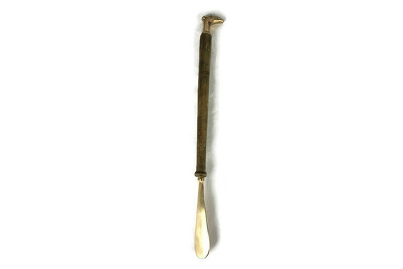 Brass Shoe Horn With Wooden Handle, Large Brass S… - image 10
