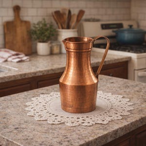 Handmade French Copper Pitcher, Antique Wine Jug