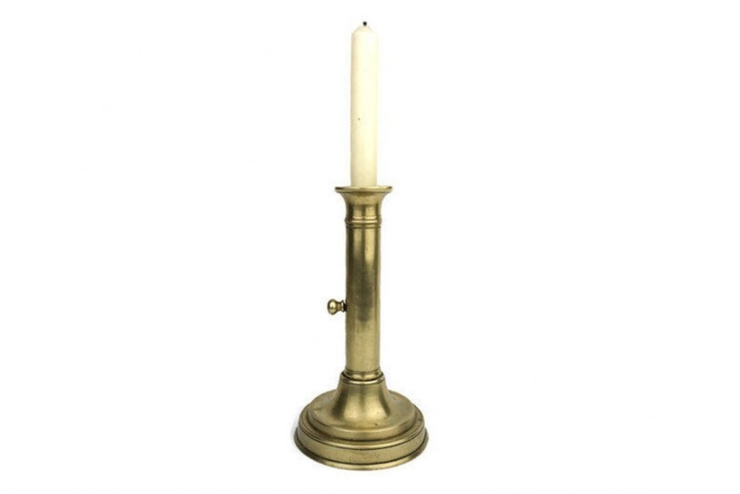 Antique Brass Candle Holder Push Up Chamber Pair Candlestick Etsy