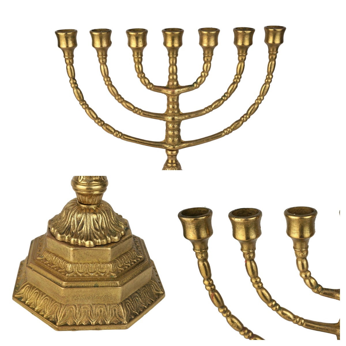 19 世紀ユダヤ教のメノーラ キャンドル ホルダー 7 本のキャンドル