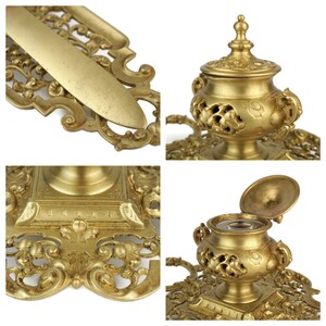 19th Century Brass Inkwell, Antique Brass Inkwell, Geshutzt Inkwell ...