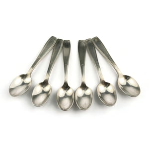 Vintage Silver Plated Coffee Spoons Set of 6, Antique Engraved Silver Plated Tea Spoons Set