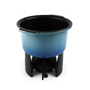 Vintage French Enamel Fondue Pot with Stand