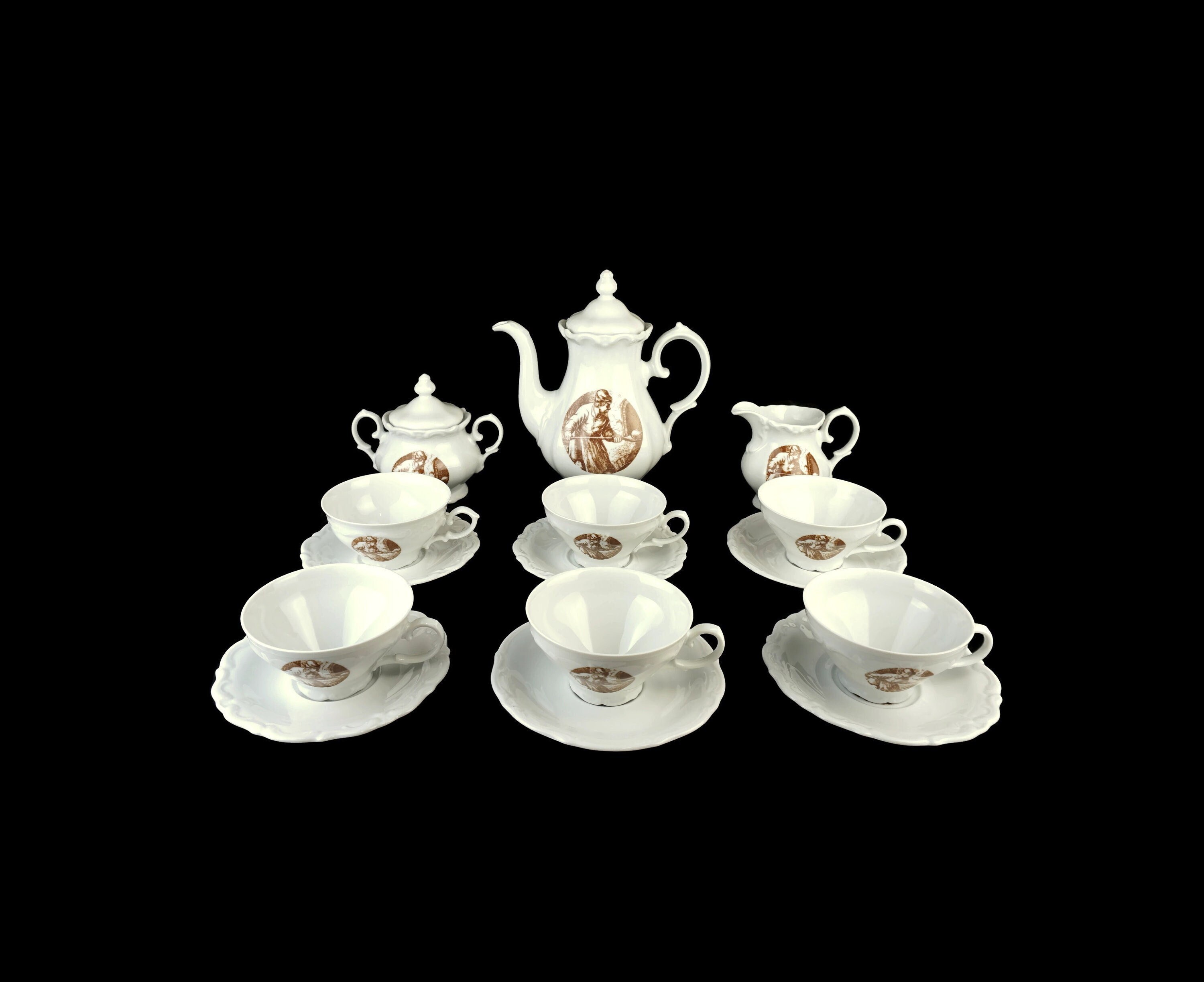 Bavarian Ceramic Coffee Tea Set, Vintage Coffee Tea Set