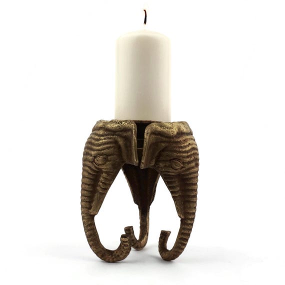 Antique Elephant Candle Holders, Brass Elephant Candlestick
