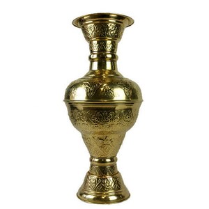 Antique Brass Vase, Extra Large Vase, Brass Engraved Vase image 10