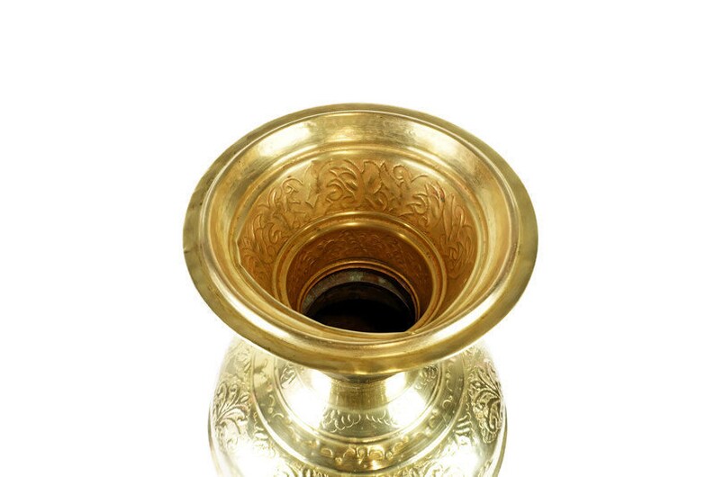 Antique Brass Vase, Extra Large Vase, Brass Engraved Vase image 7