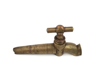 19th Century Large Wine Cask Spigot, Antique Brass Spigot, Vintage Brass Wine Barrel Tap, Solid Brass Spigot