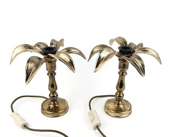 Set di lampade da tavolo in vetro con motivi floreali antichi, coppia di lampade da tavolo in stile Regency