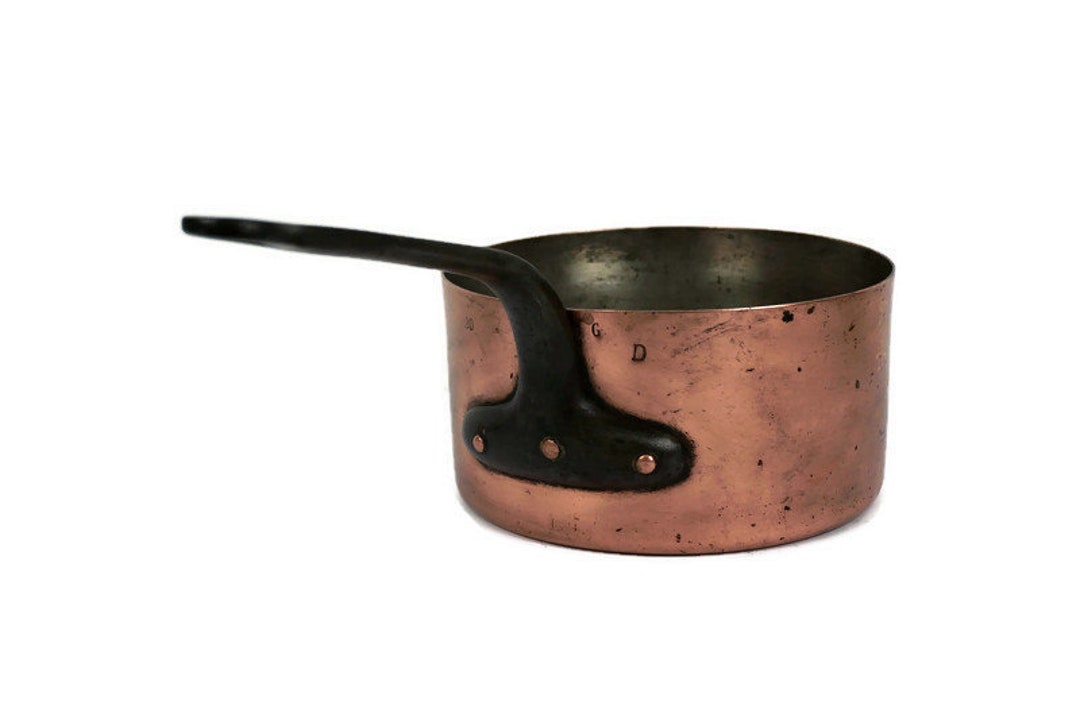 Large Copper Saucepan France Copper Pan With Wrought Iron Etsy