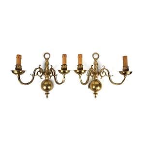 Antique French Sconces, Vintage Brass Applique Light Set