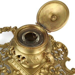 19th Century Brass Inkwell, Antique Brass Inkwell, Geshutzt Inkwell ...