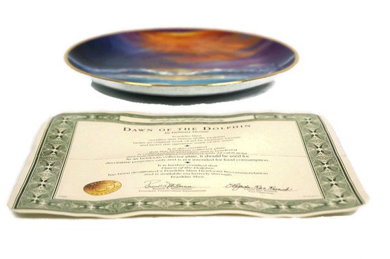 収集価値のあるドルフィン磁器プレート、フランクリンミント限定版磁器 