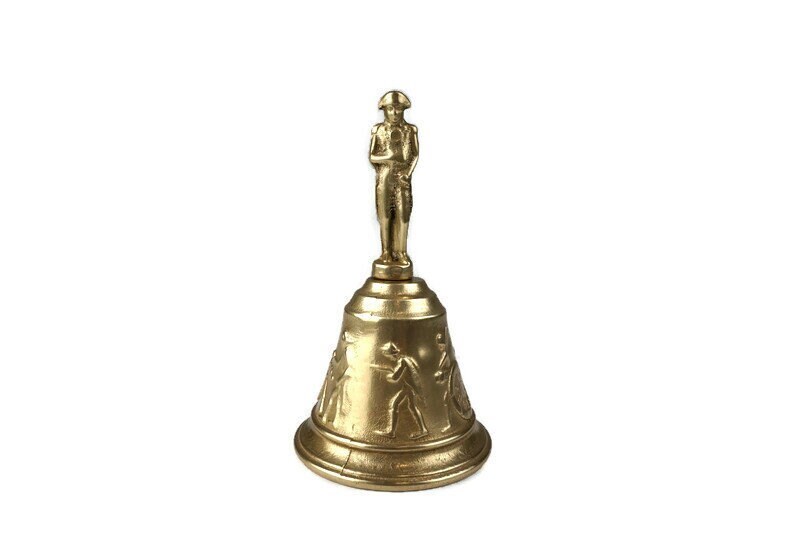 Napoleon Brass Hand Bell, Antique Bell With Statue