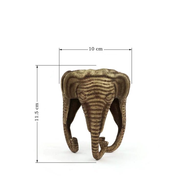 Portacandele antichi a forma di elefante, candeliere a forma di elefante in ottone immagine 2