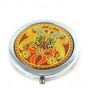 Vintage Compact Pocket Mirror, Vintage makeup pocket powder with Mirror