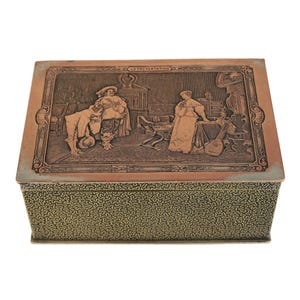 Antique Copper Brass Box, Handmade Storage Box, Hand Engraved Storage Box