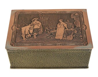 Antique Copper Brass Box, Handmade Storage Box, Hand Engraved Storage Box