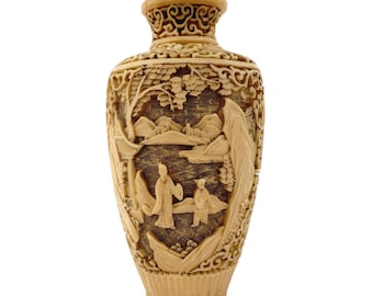 Antique Large Resin Vase, Vintage Resin Chinese Vase