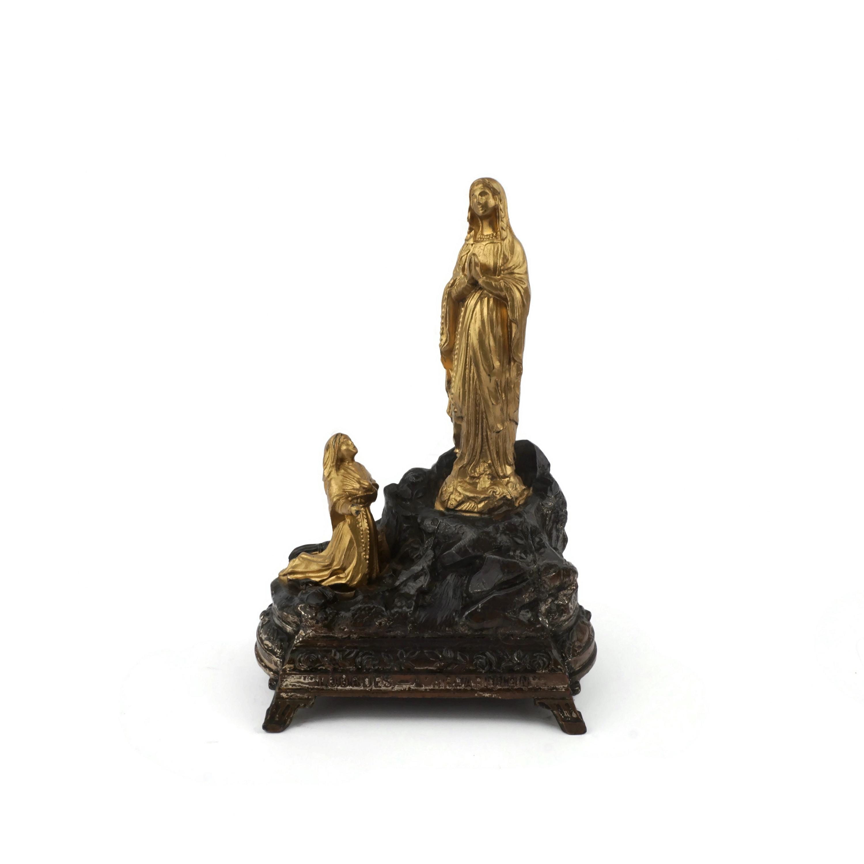 ⛪ Statuette Notre-Dame De Lourdes 1900 - Régule Sur 4 Pieds - France