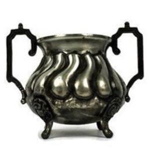 Vintage Embossed Metal Sugar Bowl