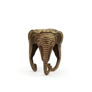 Portacandele antichi a forma di elefante, candeliere a forma di elefante in ottone immagine 3