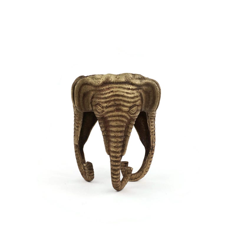 Portacandele antichi a forma di elefante, candeliere a forma di elefante in ottone immagine 3