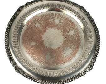 Antique Silver Plated Tray, Vintage Silver Plated Tray, English Silver Plated Tray, Engraved Silver Plated Tray, Silver Plated Tray England