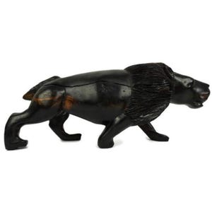 Wooden Lion Figurine, Wooden Carved Lion Statue, African Tribal Art Lion Figurine
