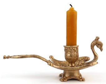 Portacandele antico, candeliere vintage a forma di pavone, portacandele francese a forma di pavone, candeliere a forma di fenice