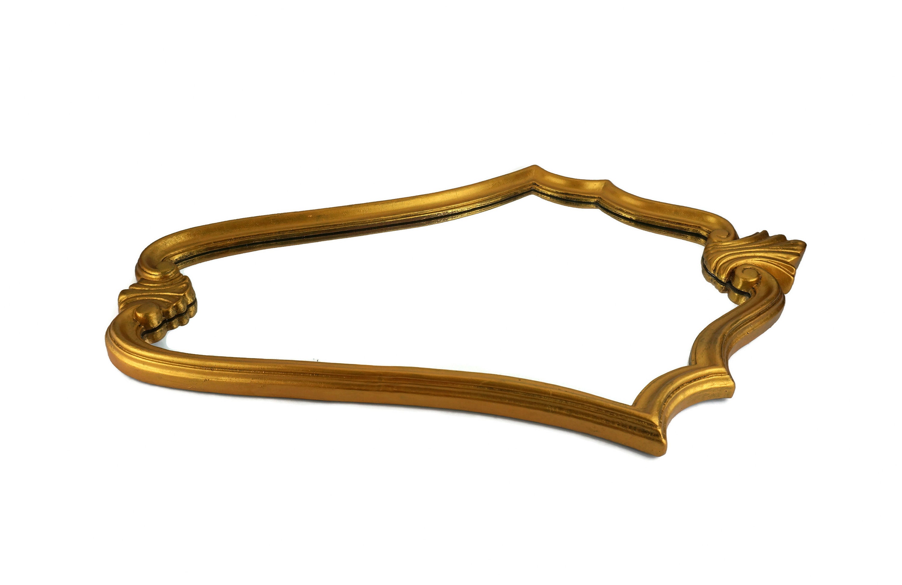 Antique Wooden Mirror With Gold Frame Wall Hanging Wooden Etsy UK