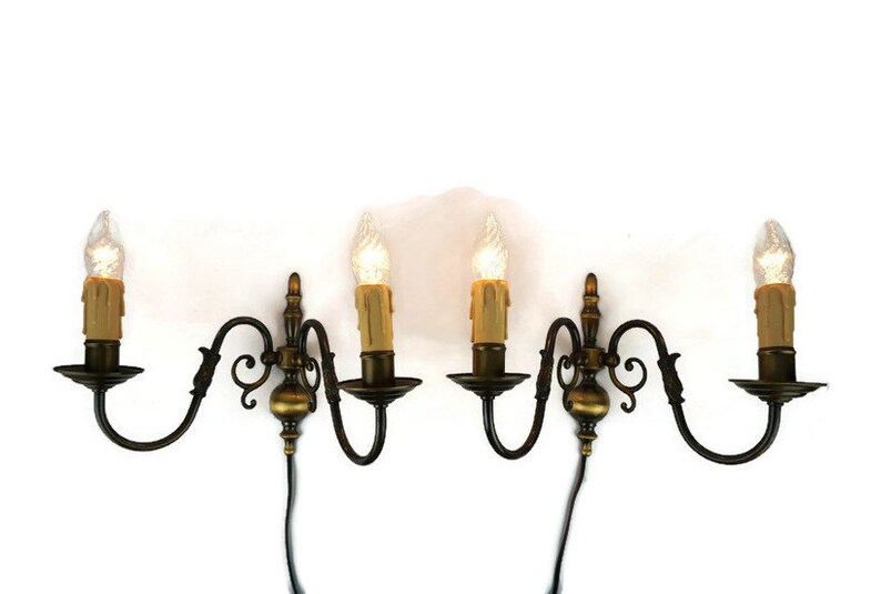 Antique Wall Lamp Set Vintage Pair Applique Lights French Etsy