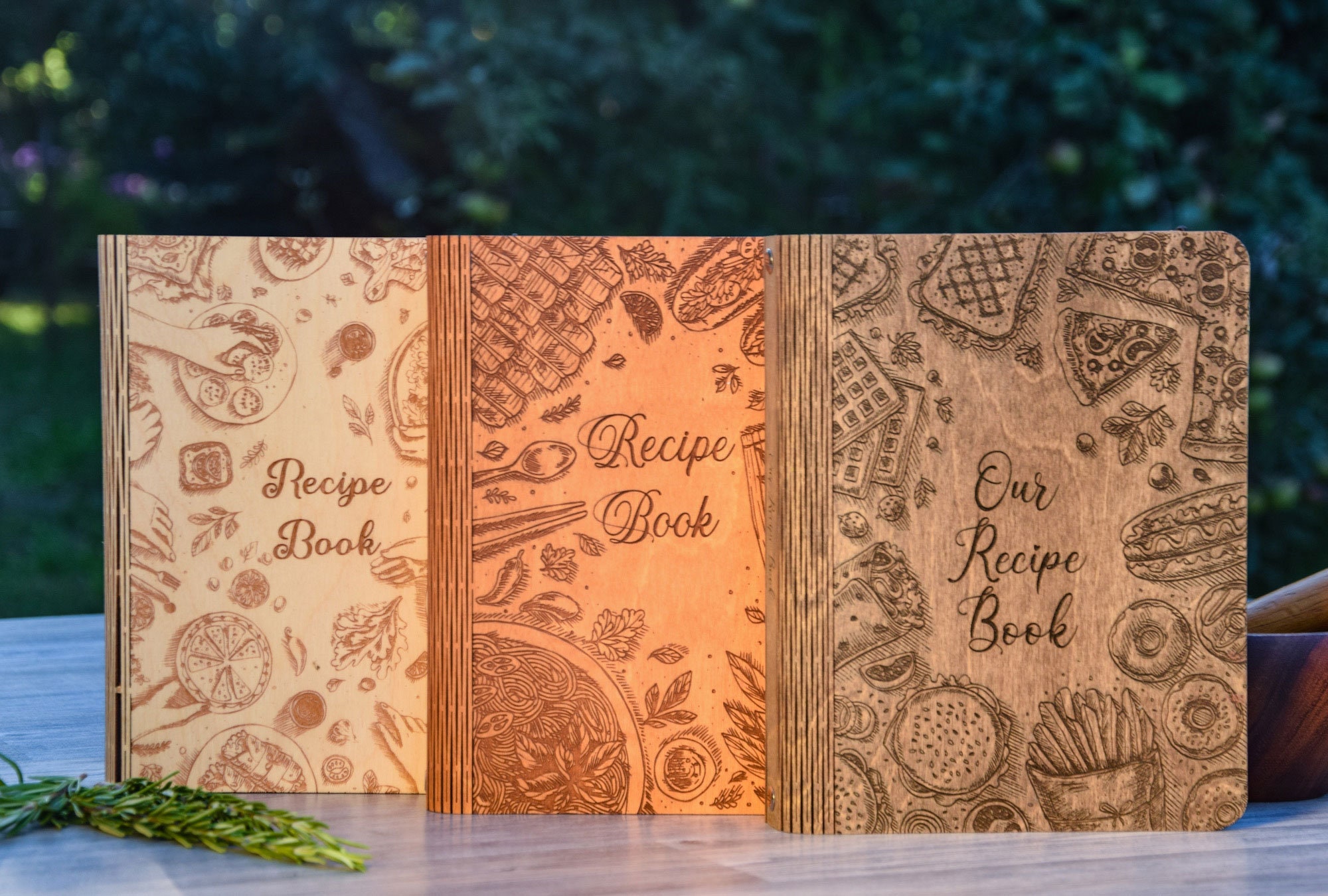 Personalized Wooden Recipe Book, Engraved Family Cookbook - Etsy