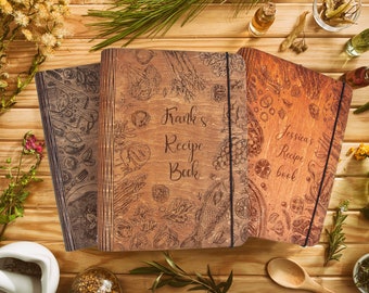 Personalized Wooden Recipe Book Binder Custom Journal Cookbook Notebook Valentine's Day Gift Moms Bridal Shower Gift Daughter Birthday Gift