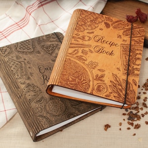 Livre de recettes personnalisé en bois avec intercalaires - Cadeau de pendaison de crémaillère personnalisé