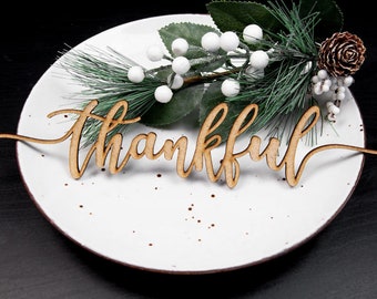 Thankful place card Thanksgiving place card Thanksgiving table decor Thanksgiving Place Setting Grateful Thankful Blessed Place Cards Custom