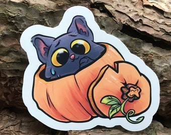 Scaredy Cat Stickers | Halloween Vinyl Sticker | Fall Sticker | BrainBlips