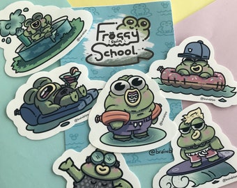 Frogs swimming sticker pack | Brain Blips