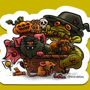 Witchcraft basket sticker | Brain Blips