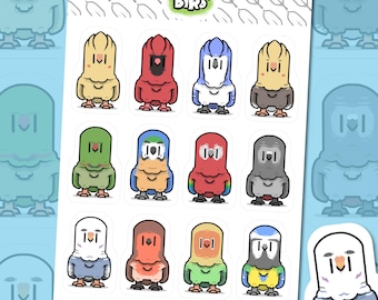 Kawaii bird stickers | flock of birds sticker sheet | BrainBlips