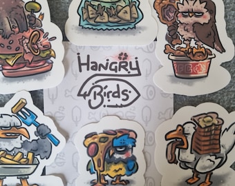 Hungry Bird Stickers | foodie Sticker pack | BrainBlips
